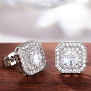 New Sterling silver diamond stud earrings
